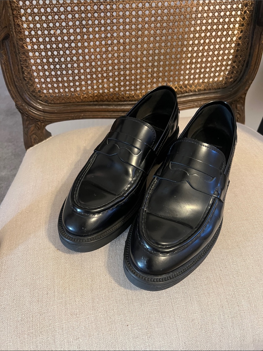 Classic Black Leather Penny Loafers for women